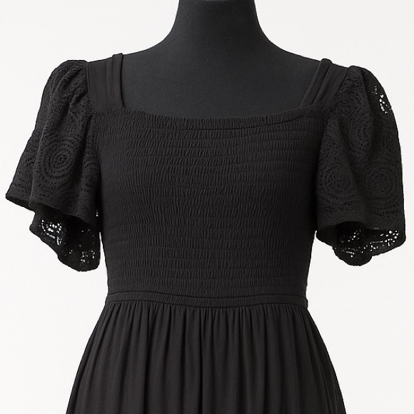 Seen Worn Kept Black Midi Dress with Lace Detail - Picture 3 of 4